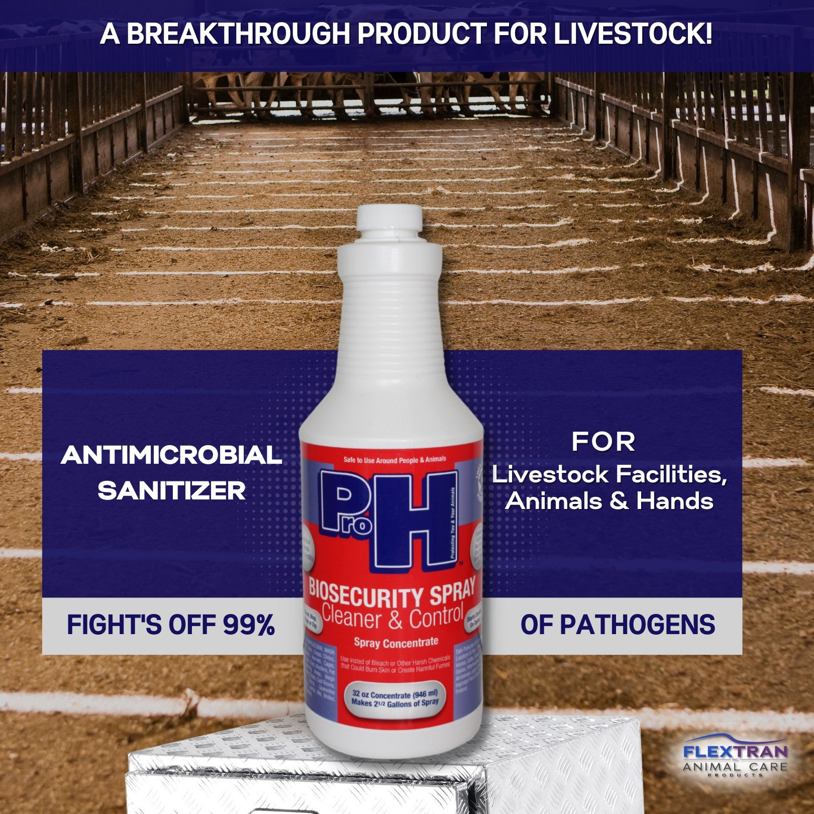ProH Concentrate - Disinfect Large Areas Such as Cooler Rooms, Barns, Stalls, Trailers, Etc. Helps Prevent Viruses, Bacteria and Fungi 32. oz Concentrate Makes 2.5 Gallons