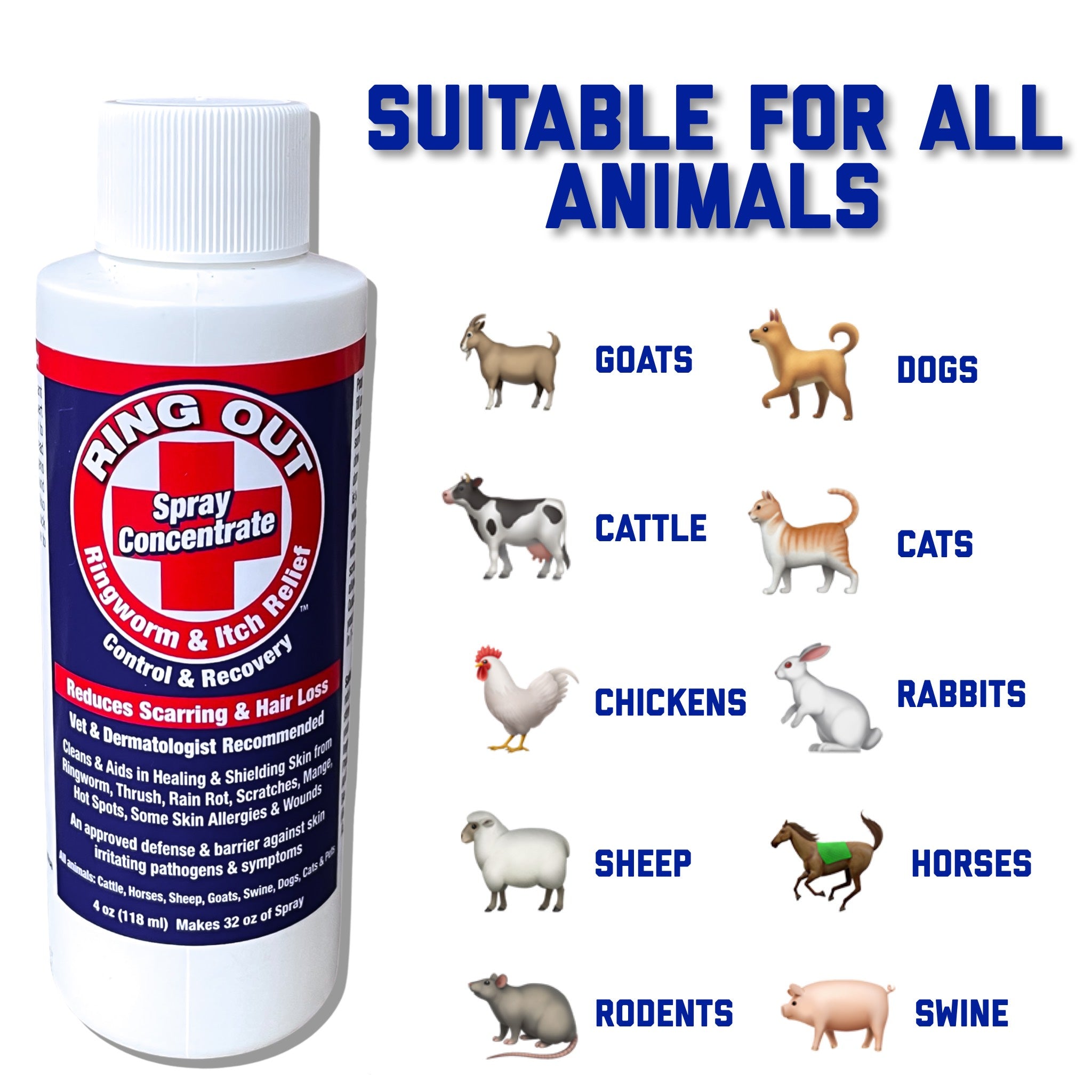 Ring Out Concentrate - Spray For Ringworm Control. Works on All Pets & Livestock!