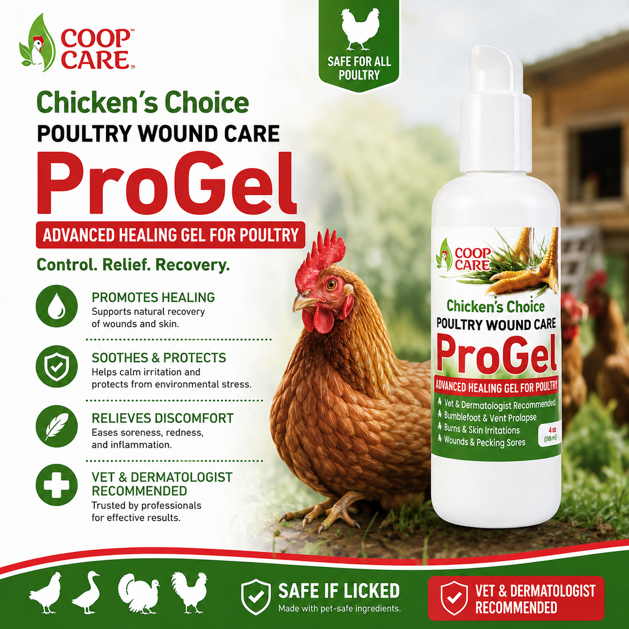 Chicken Wound Care ProGel for Chickens | Targeted Skin & Feather Support