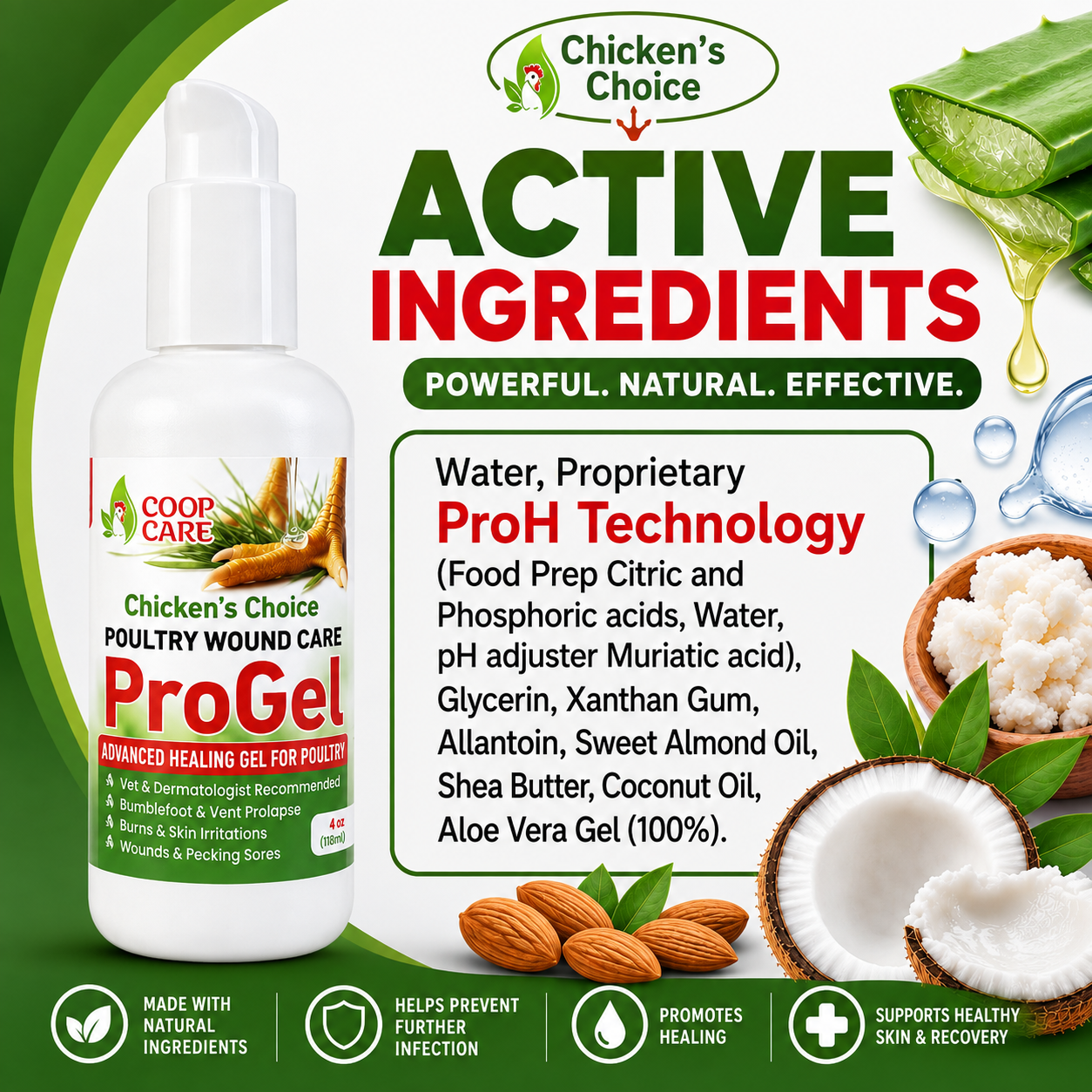 Chicken Wound Care ProGel for Chickens | Targeted Skin & Feather Support