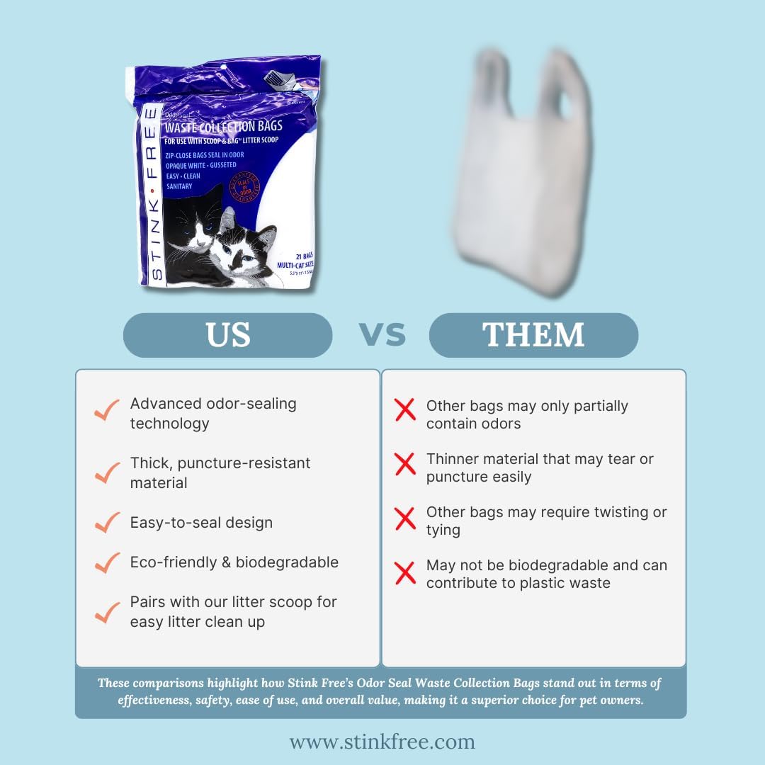 Cat Litter Odor Seal Bag - Smell Proof Kitty Litter Bags. Packs of 21 Bags