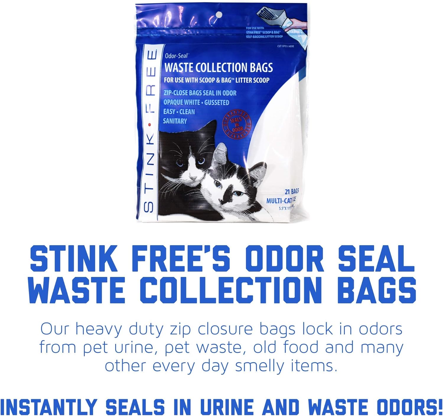 Cat Litter Odor Seal Bag - Smell Proof Kitty Litter Bags. Packs of 21 Bags