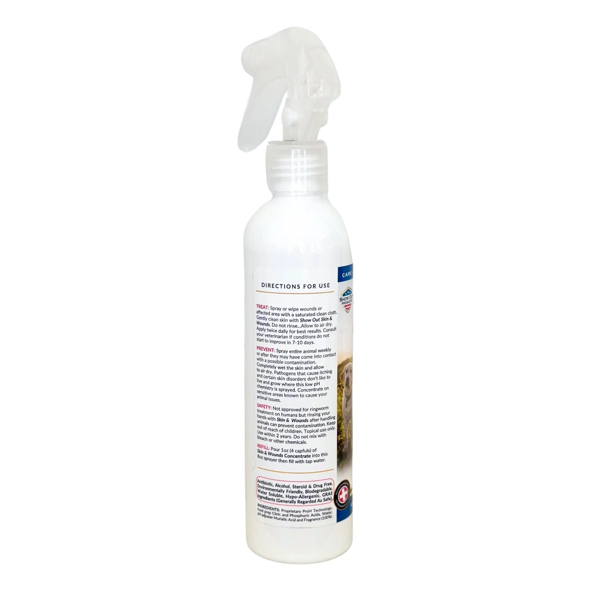 Show Out Skin & Wounds Spray for Dogs & Cat - Remedy for Dog Hot Spot, Dry Skin, Rash, Skin Infection, Ringworm, Mange, Itchy Paws, Irritation on Skin, Skin Allergy, Wound Care (8oz)