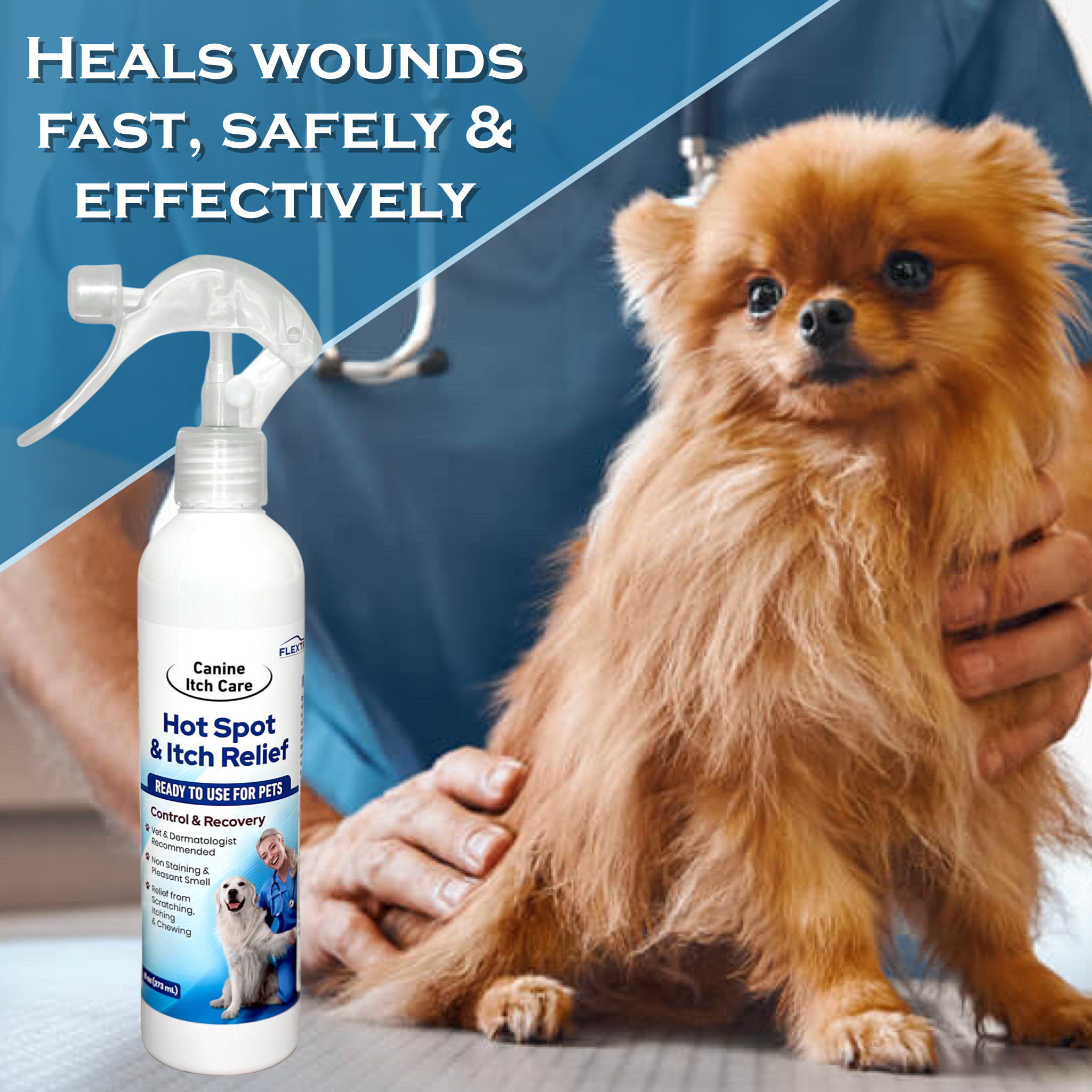 Canine Itch Care Hot Spot Spray & Itch Relief For Dogs and Cat (8oz RTU). Remedy for Dog Itching, Dry Skin, Rash, Ringworm, Dermatitis, Itchy Paw, Irritation on Skin, Skin Allergy, Wound Care