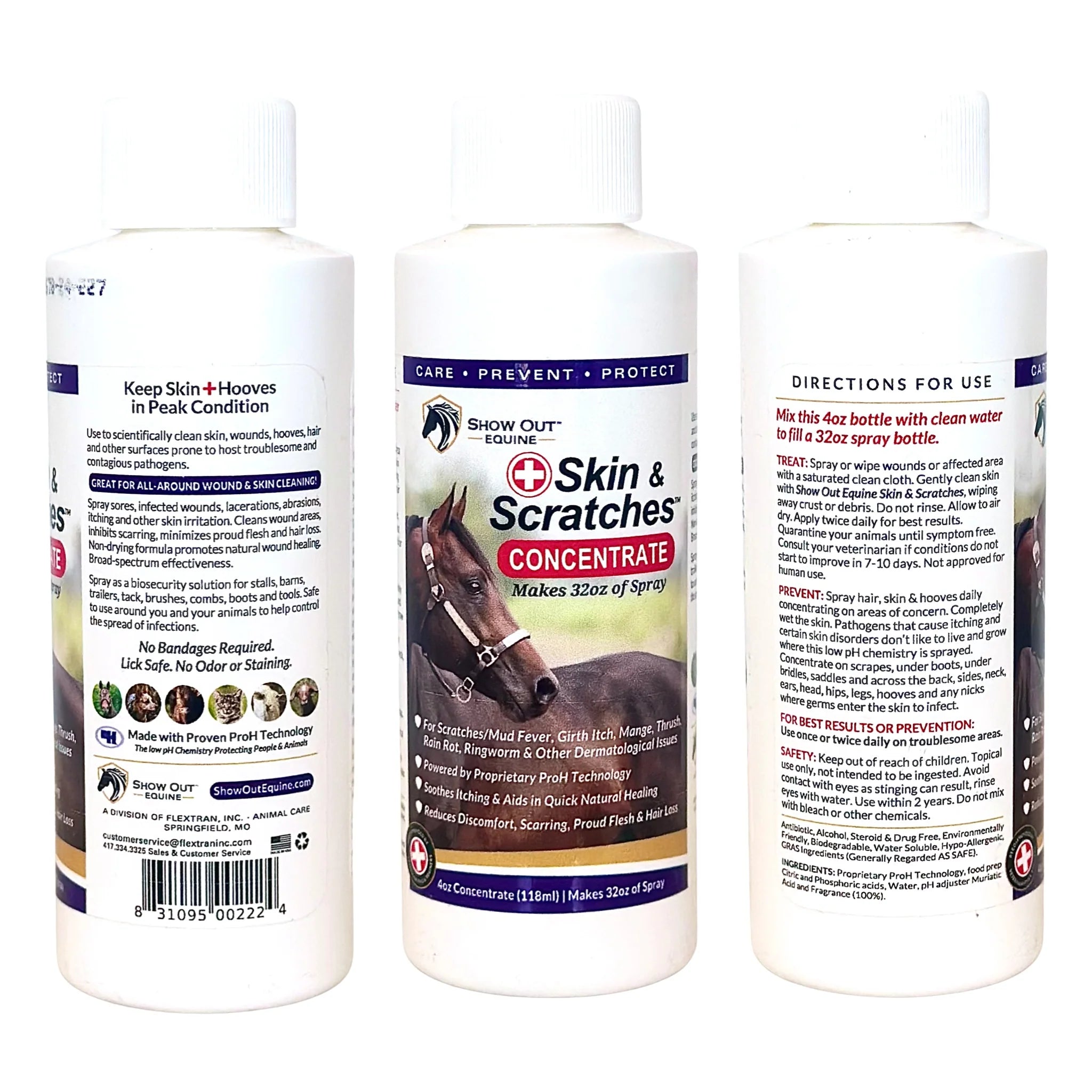 Show Out Skin & Scratches Prevention Pack - Fast Relief and Prevention for Horse Care. Use on Equine Scratches/Mud Fever, Girth Itch, Mange, Thrush, Rain Rot, Ringworm & Other Skin Issues on Horses