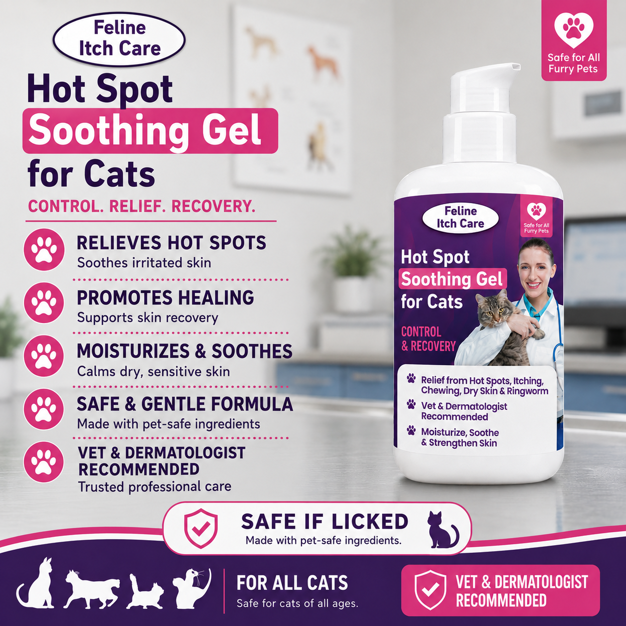 Feline Itch Care Hot Spot Soothing Gel for Cats with Coconut Oil & Aloe Vera