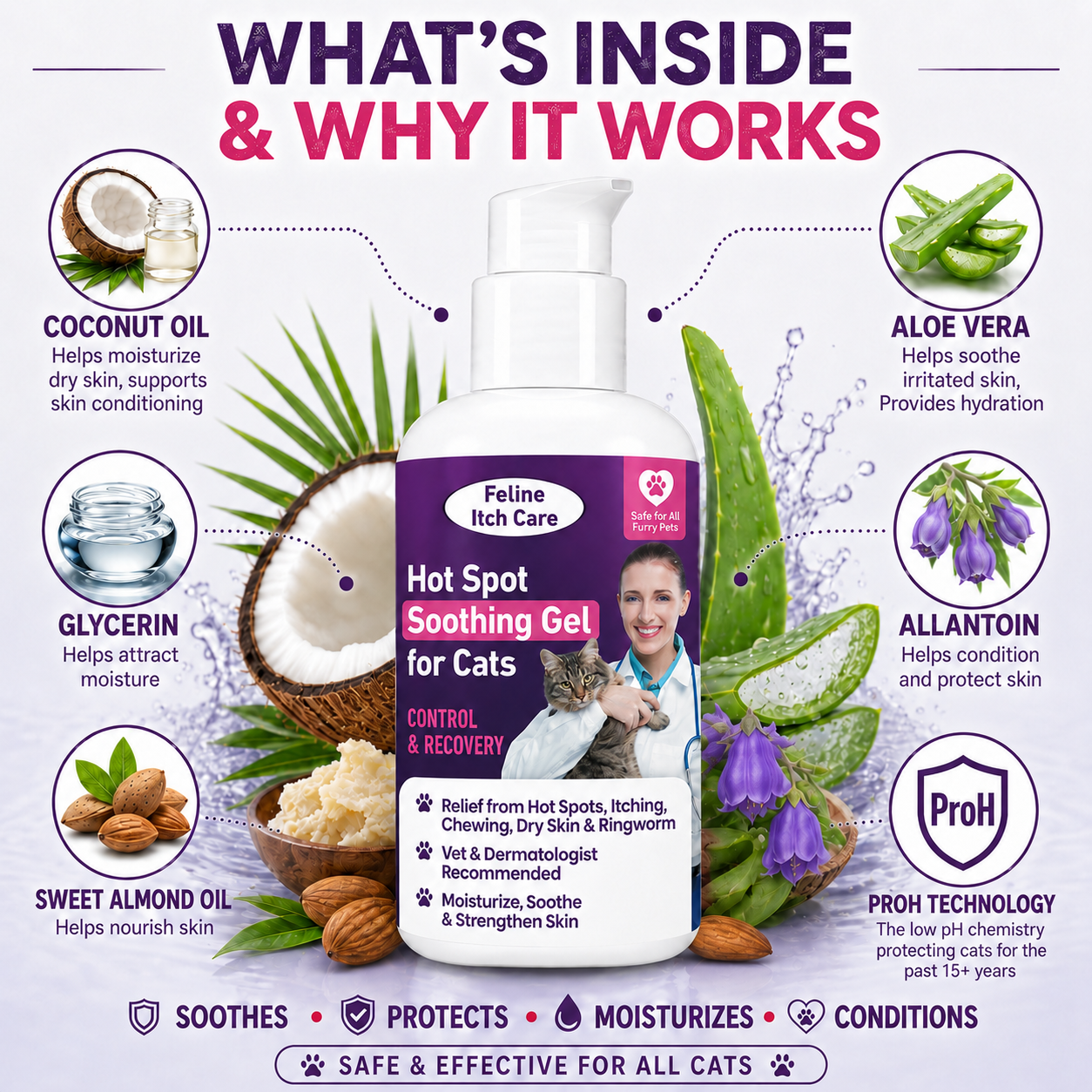 Feline Itch Care Hot Spot Soothing Gel for Cats with Coconut Oil & Aloe Vera