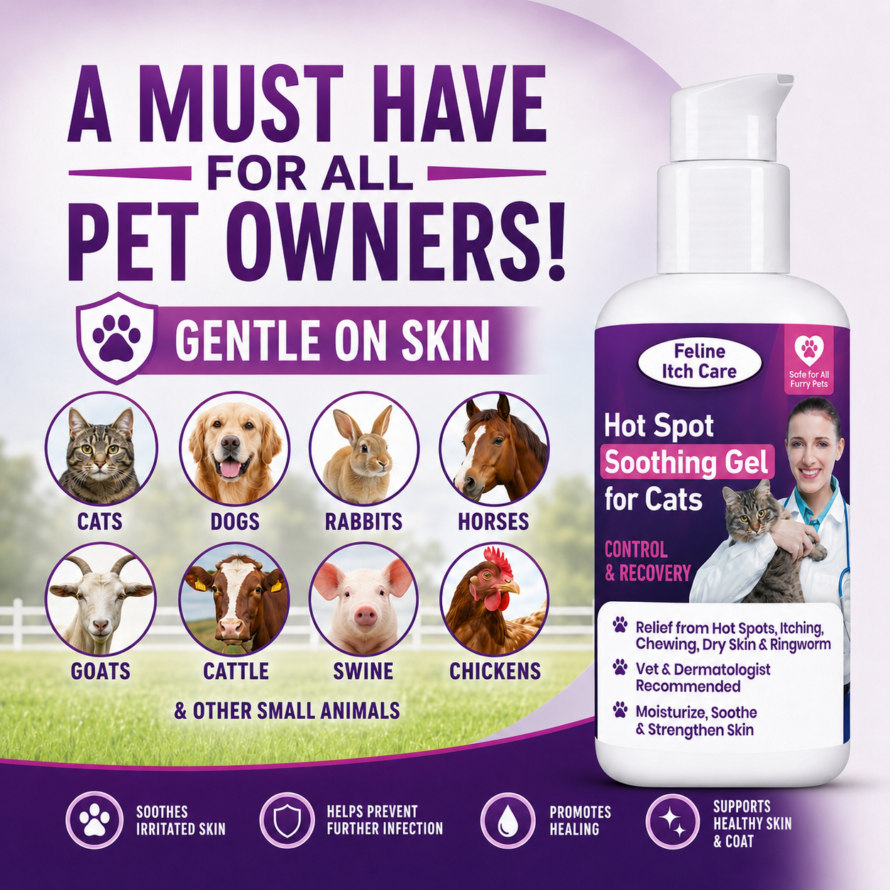 Feline Itch Care Hot Spot Soothing Gel for Cats with Coconut Oil & Aloe Vera