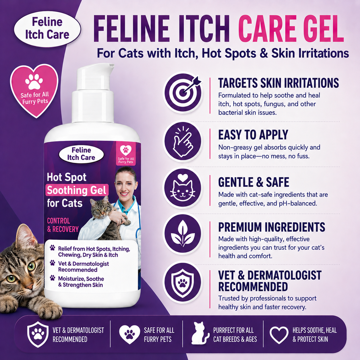 Feline Itch Care Hot Spot Soothing Gel for Cats with Coconut Oil & Aloe Vera