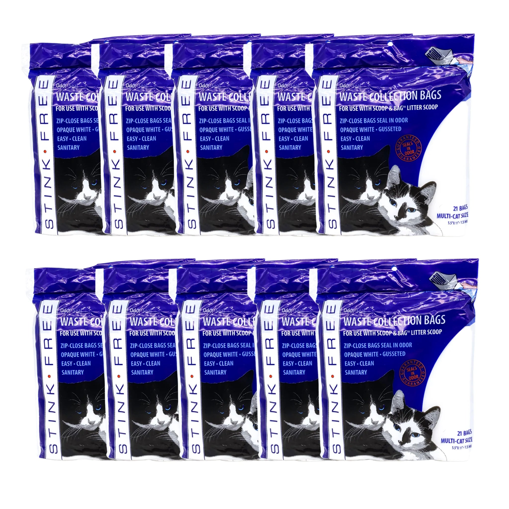 Cat Litter Odor Seal Bag - Smell Proof Kitty Litter Bags. Packs of 21 Bags
