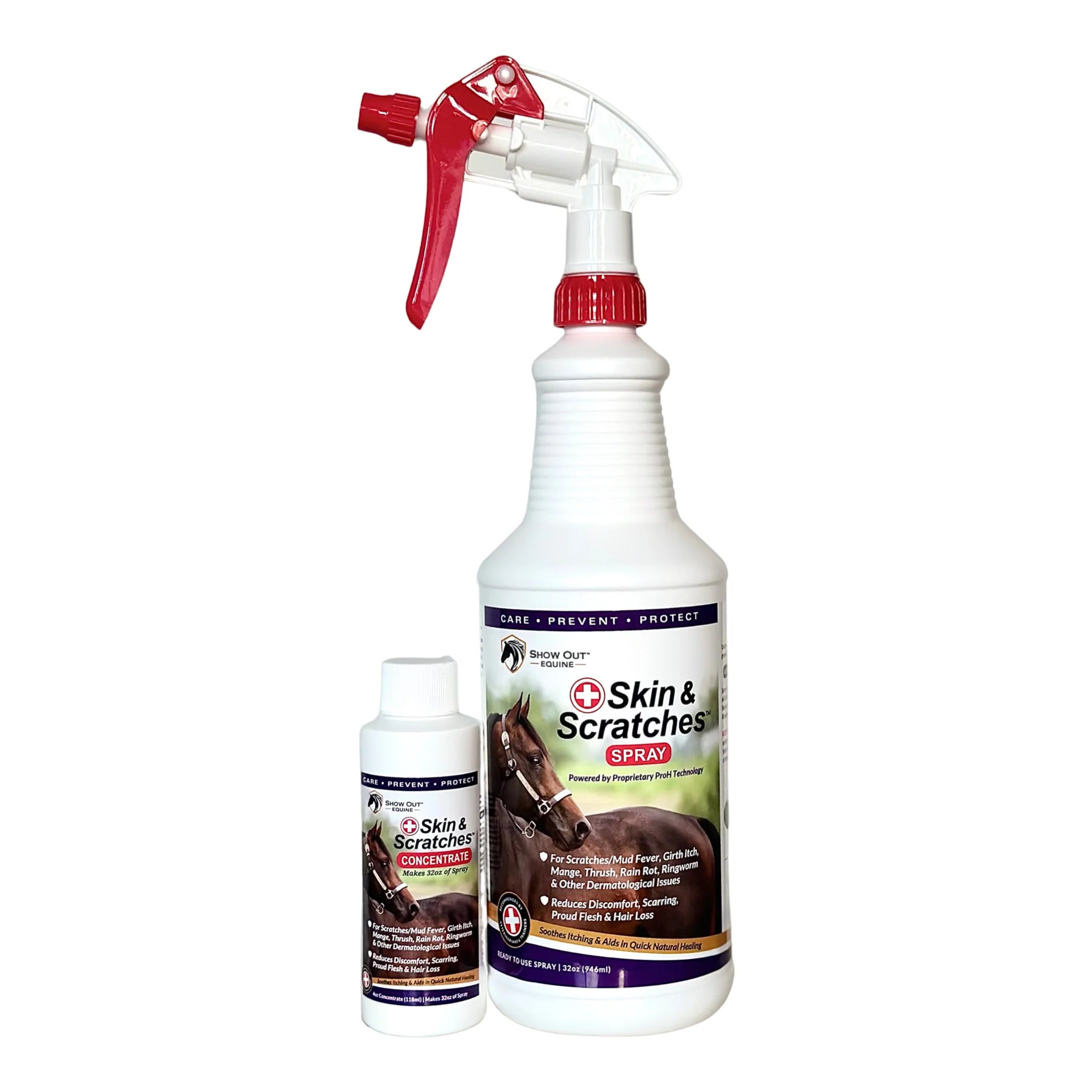 Show Out Skin & Scratches 4 oz Concentrate - Fast Relief and Prevention for Horse Care. Use on Equine Scratches/Mud Fever, Girth Itch, Mange, Thrush, Rain Rot, Ringworm & Other Skin Issues.