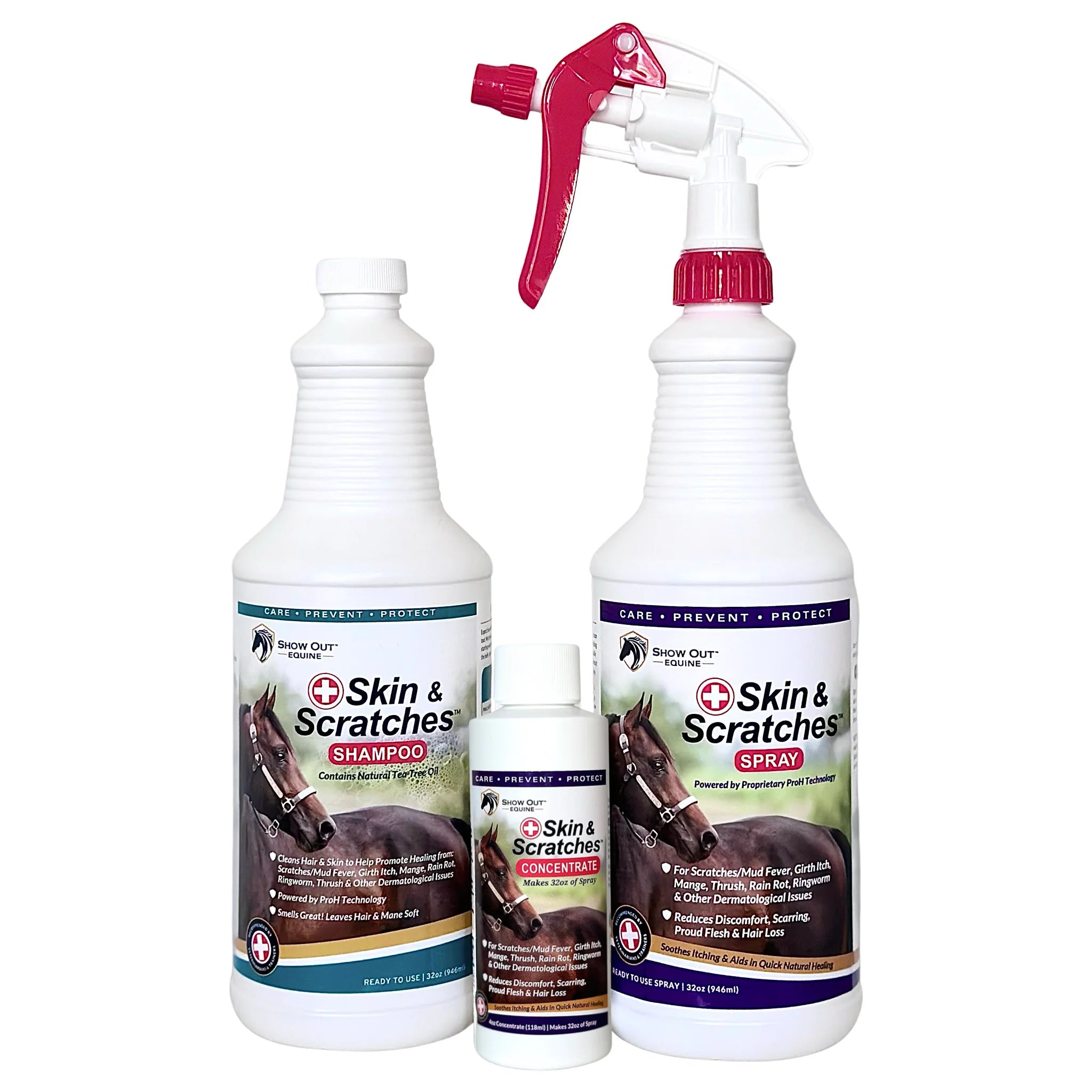 Show Out Skin & Scratches Prevention Pack - Fast Relief and Prevention for Horse Care. Use on Equine Scratches/Mud Fever, Girth Itch, Mange, Thrush, Rain Rot, Ringworm & Other Skin Issues on Horses