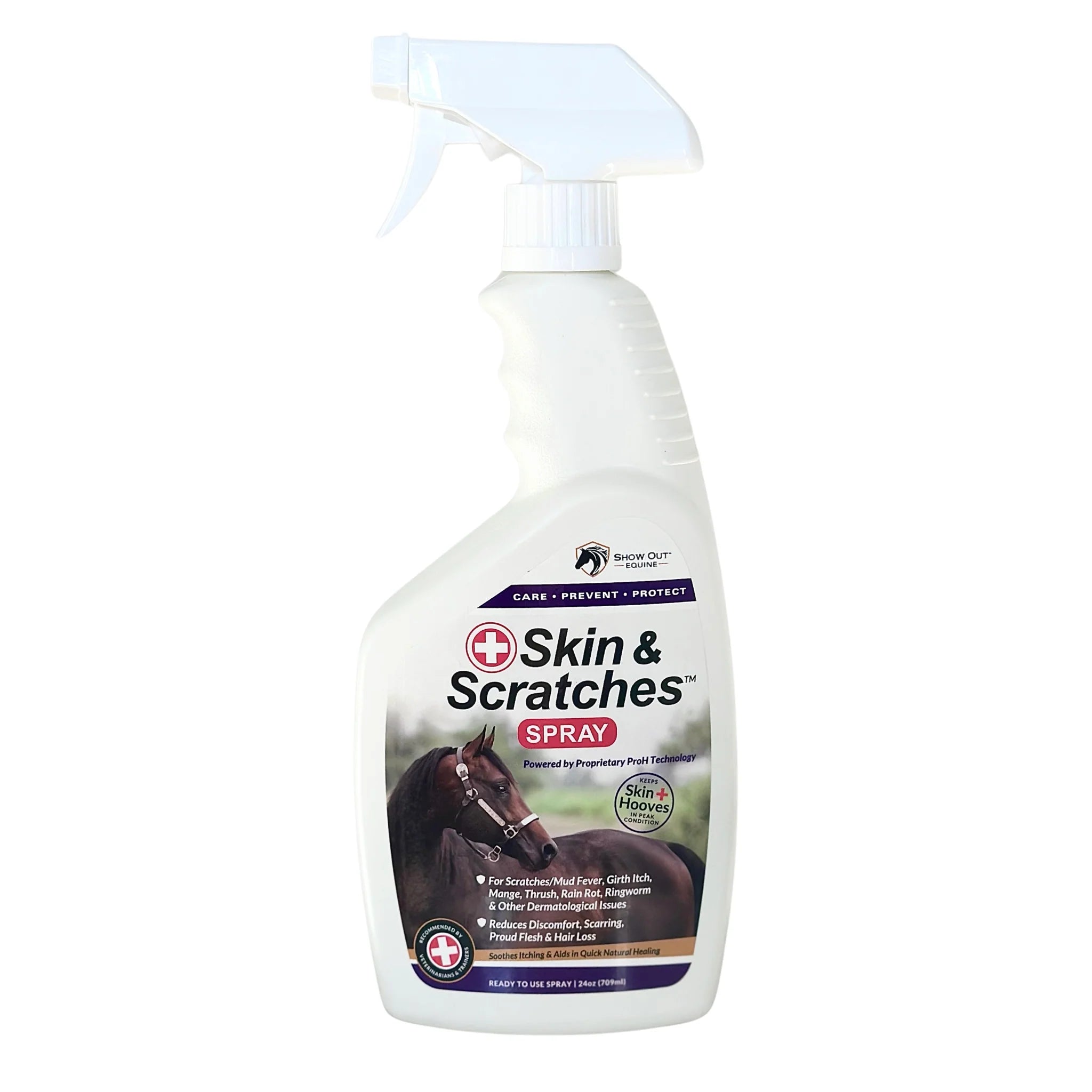 Show Out Skin & Scratches 24 oz Ready to Use Spray- Fast Relief and Prevention for Horse Care. Use on Equine Scratches/Mud Fever, Girth Itch, Mange, Thrush, Rain Rot, Ringworm, etc