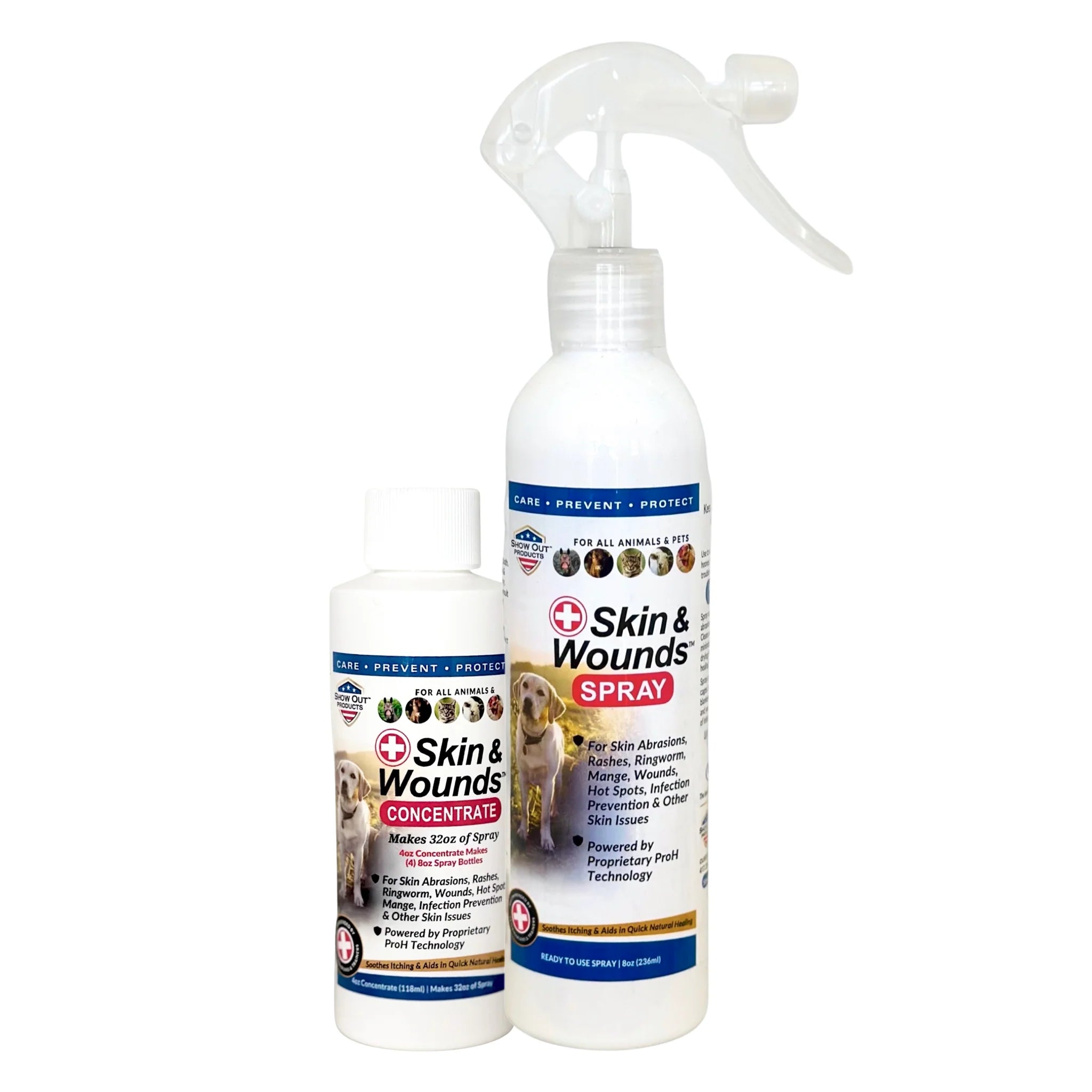 Show Out Skin & Wounds Spray for Dogs & Cat - Remedy for Dog Hot Spot, Cleans and Repairs Skin, Wound Care, Relief for Hot Spots, Skin Allergies, Dry, Itching Skin (Makes 32 oz of Solution for Pet)