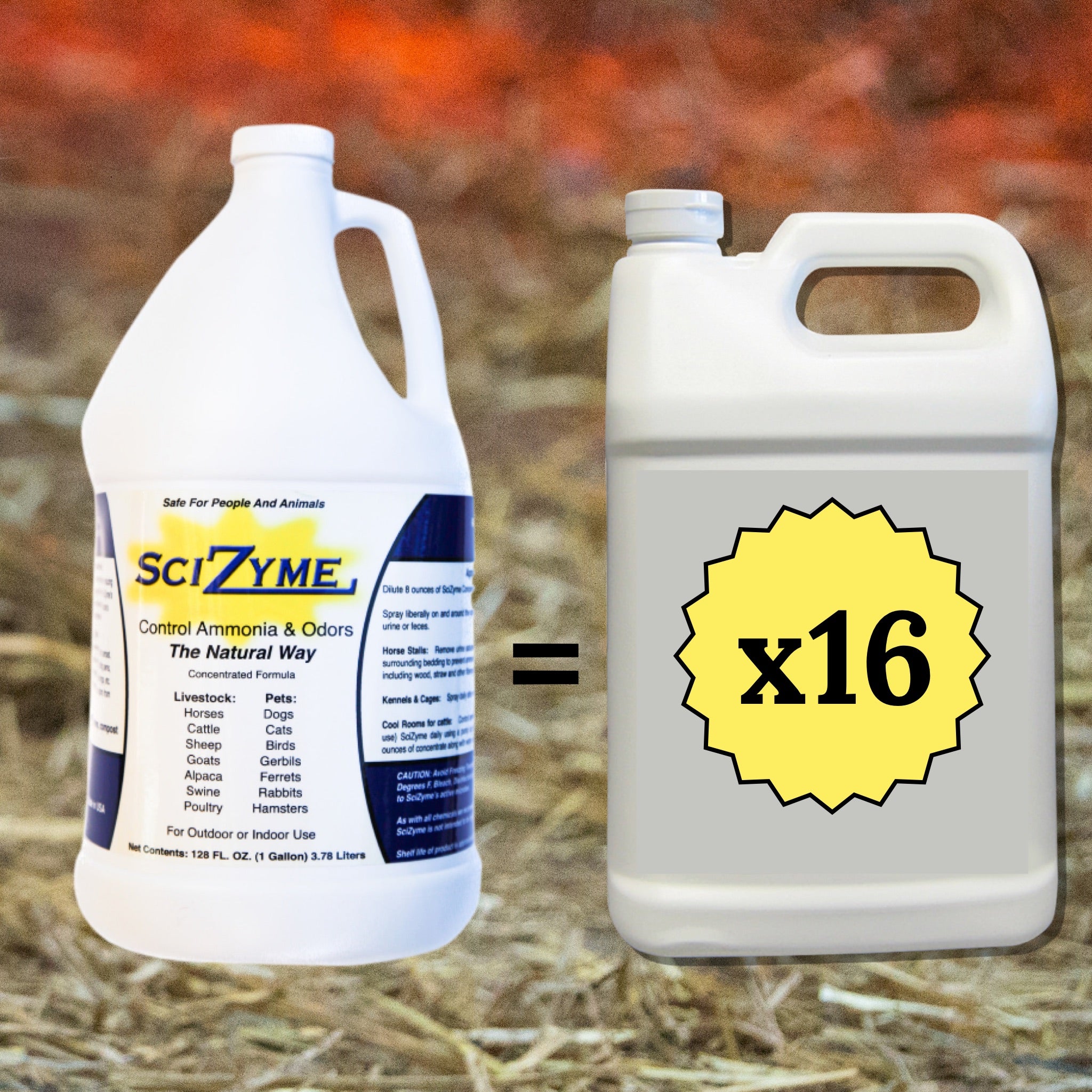 SciZyme Gallon 3 Pack w/ FREE Gallon of SciZyme & Ring Out Concentrate - Control odor & ammonia (Makes 16 gallons each)
