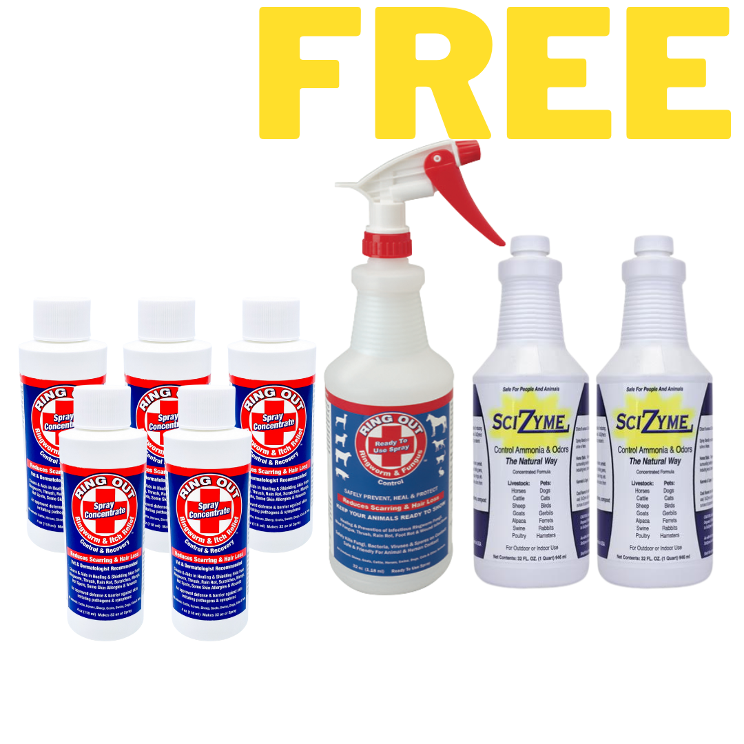 Ring Out 5 pack - Prevent & Treat Ringworm & Fungus - Get 2 quarts of SciZyme & an applicator bottle FREE ($45 Value)