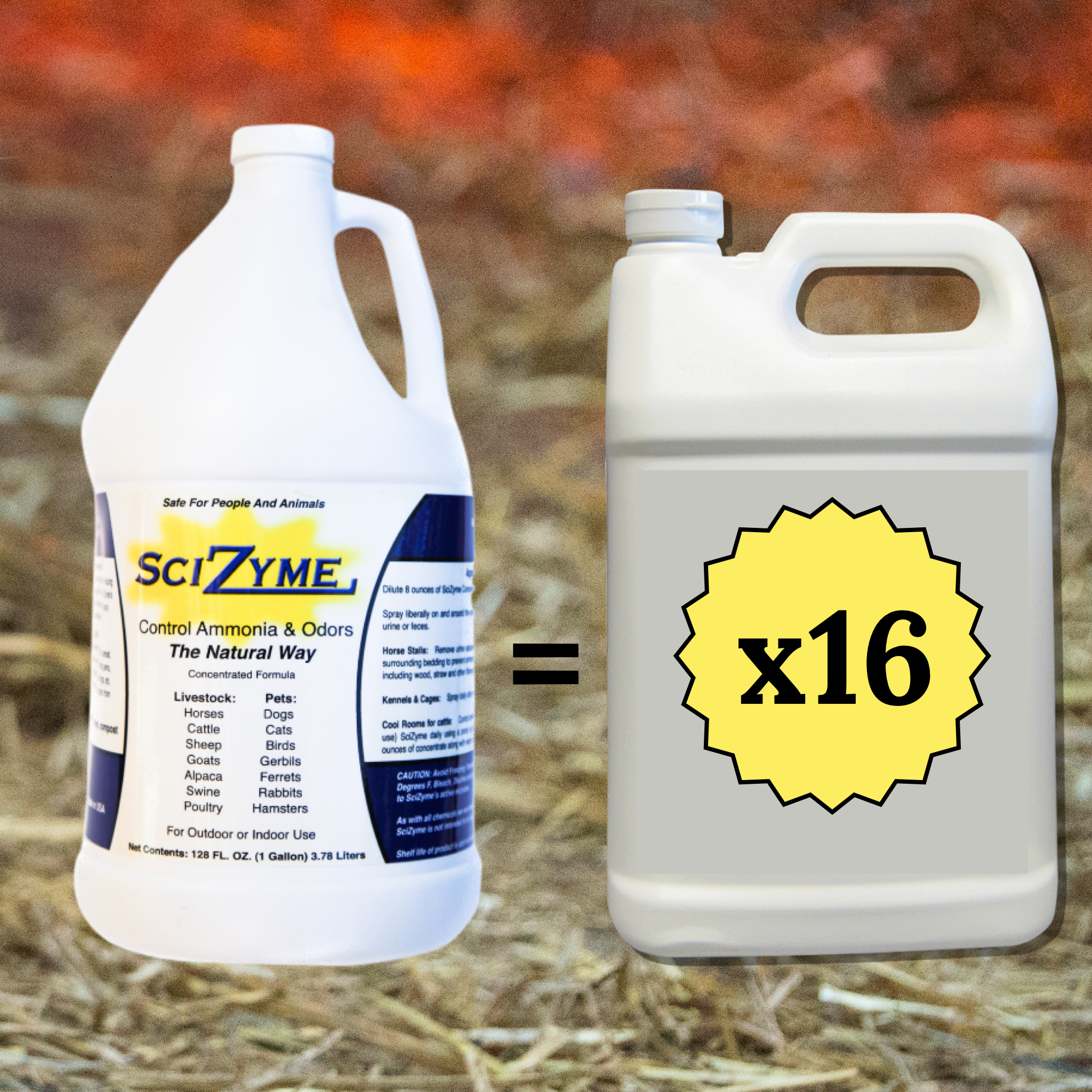 SciZyme Gallon w/ FREE SciZyme Quart, Ring Out Concentrate and 32 oz spray bottle - Control odor & ammonia (Makes 16 Gallons)